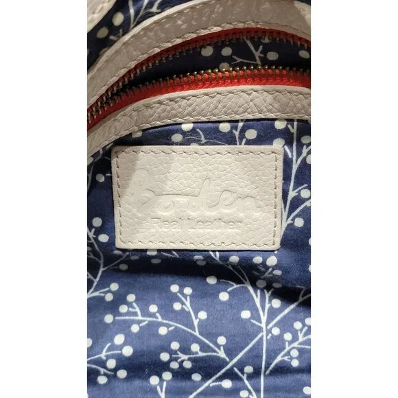 Boden Red & Gray Leather Crossbody Bag With Floral Lining - Picture 3 of 16